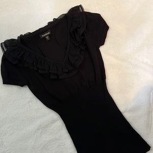Black Bebe v-neck ruffle sweater